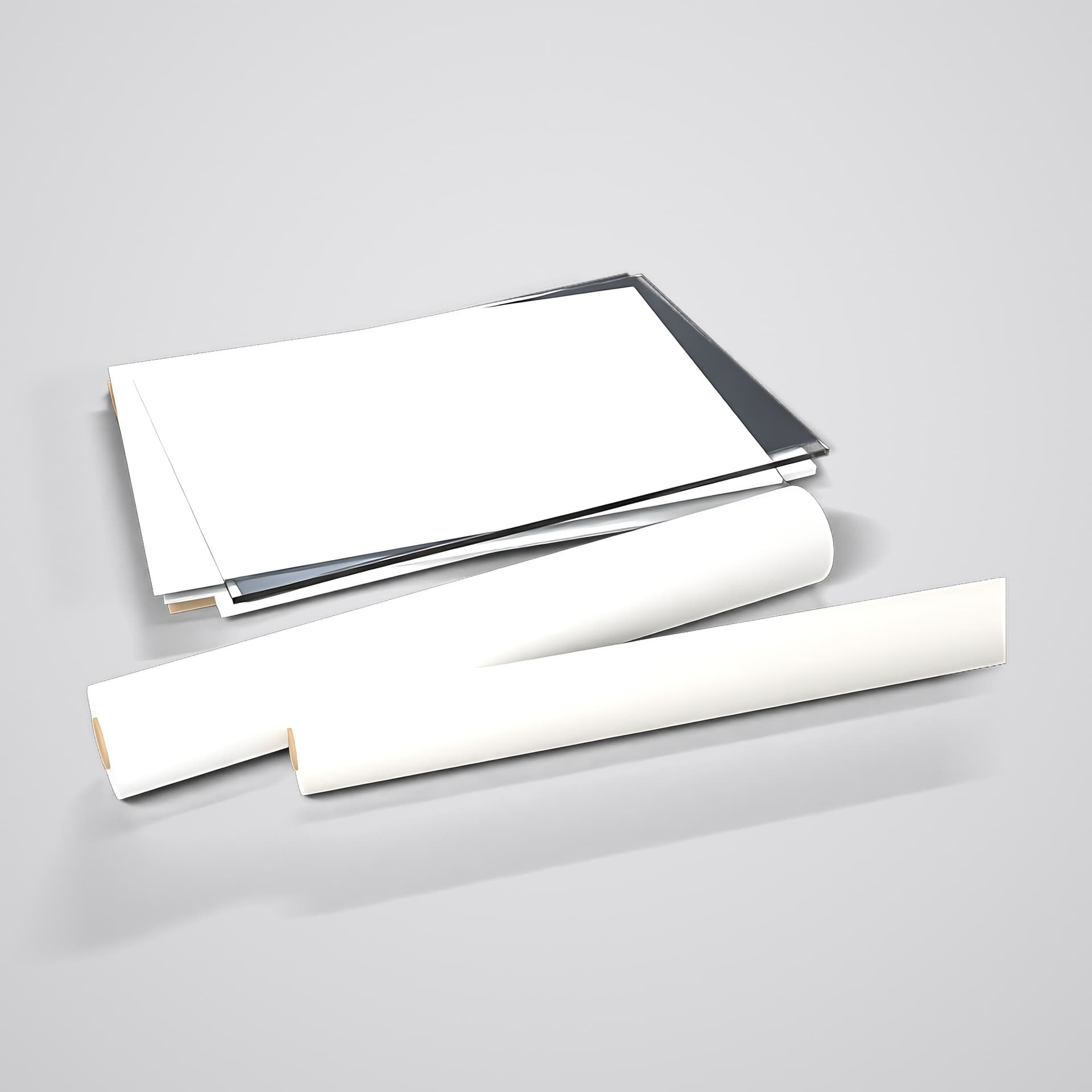 Plaques blanches et rouleaux de support