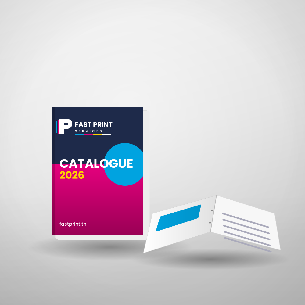 Catalogue broché et pochette à rabat