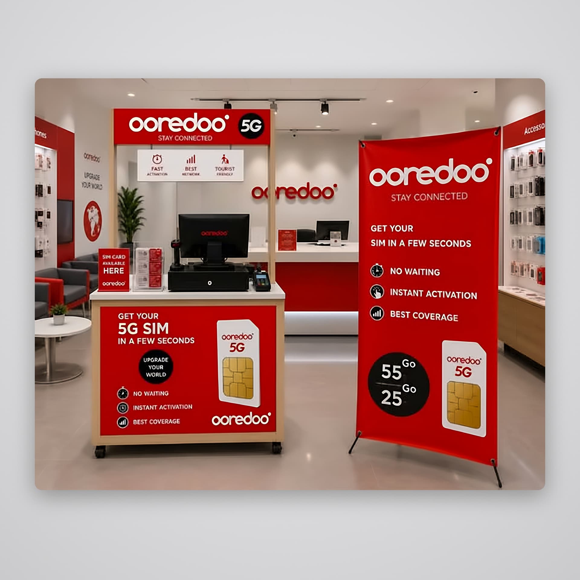 Stand et X-banner Ooredoo