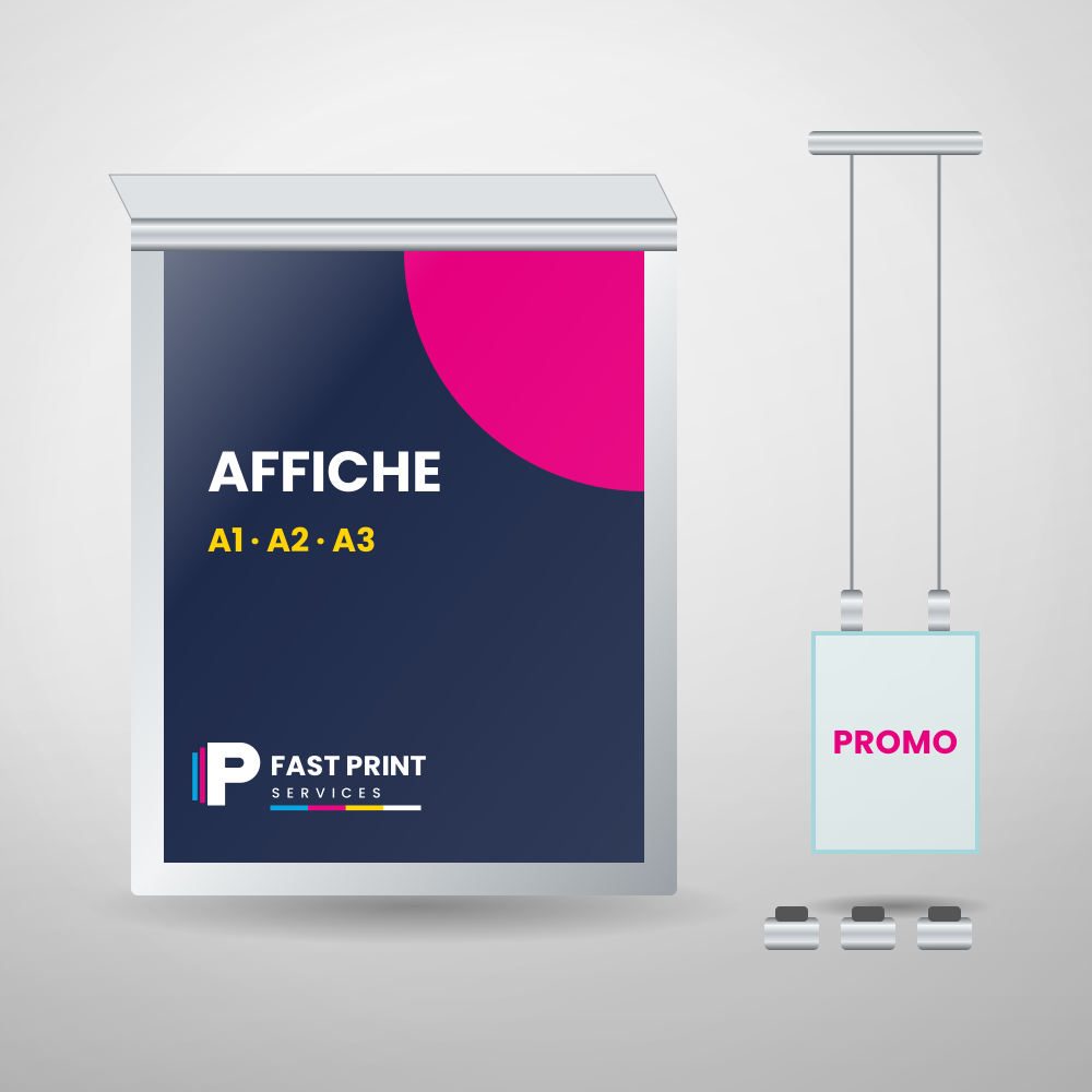 Cadre porte-affiche A1, A2, A3 et kit de suspension