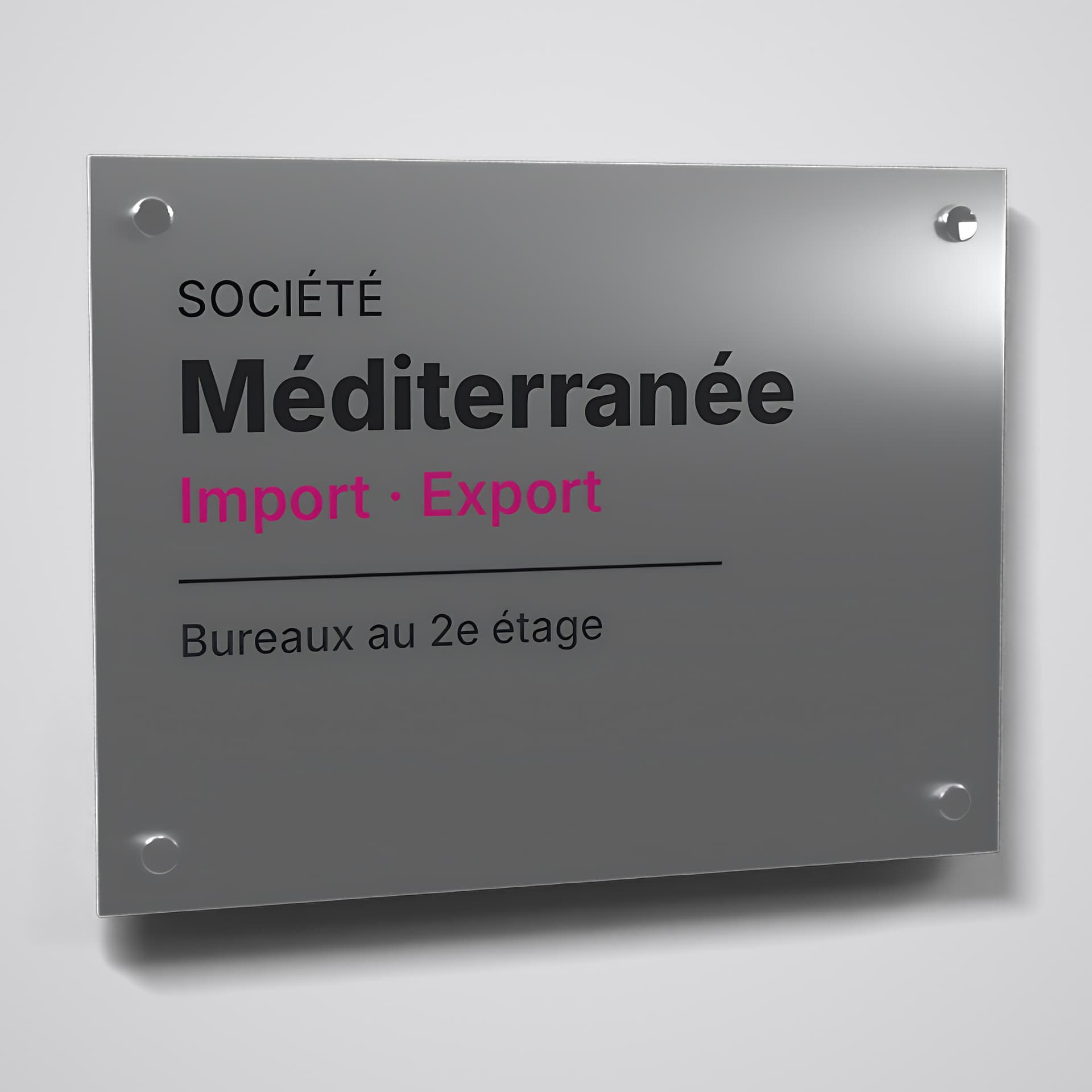 Plaque professionnelle en plexiglass sur entretoises