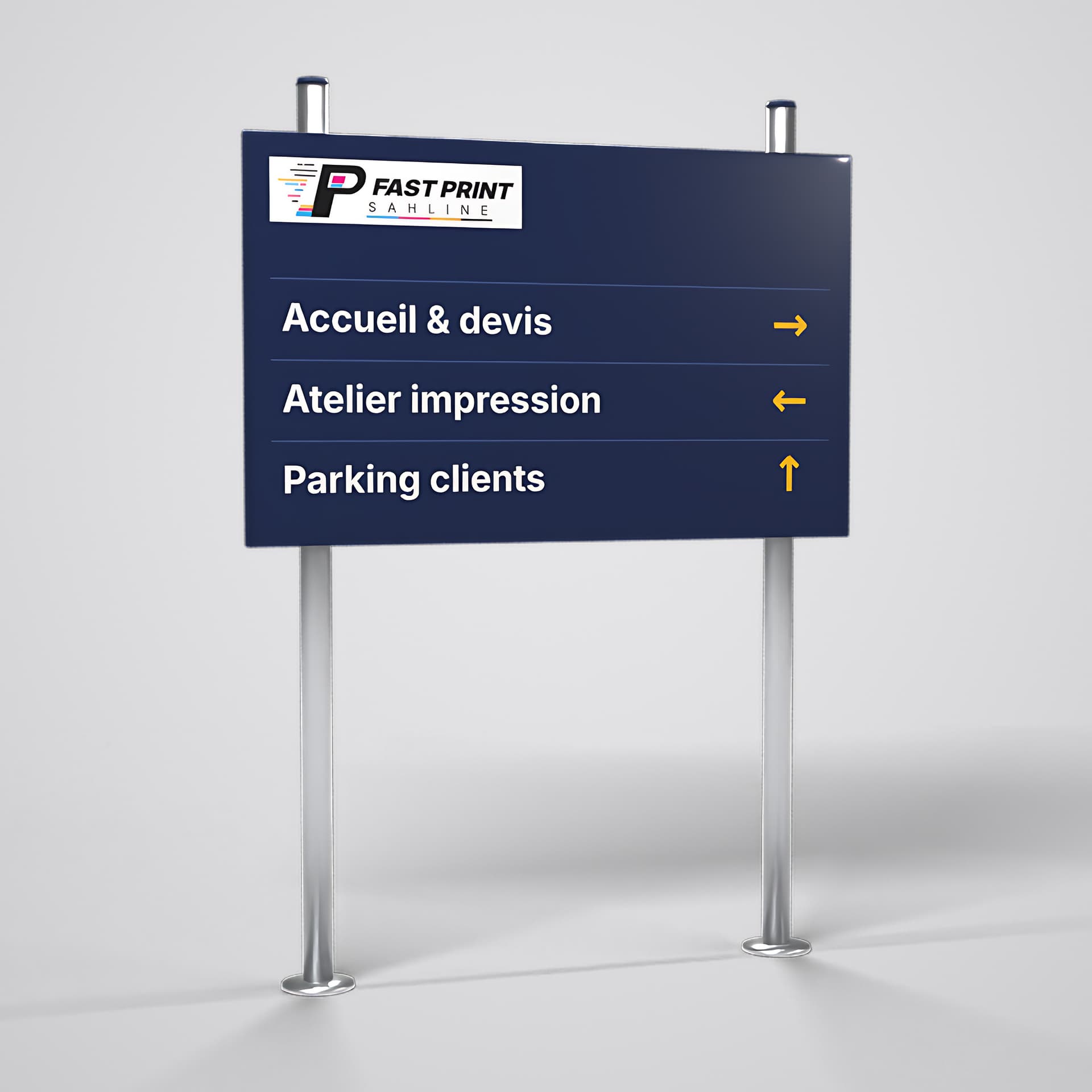 Panneau directionnel extérieur sur poteaux