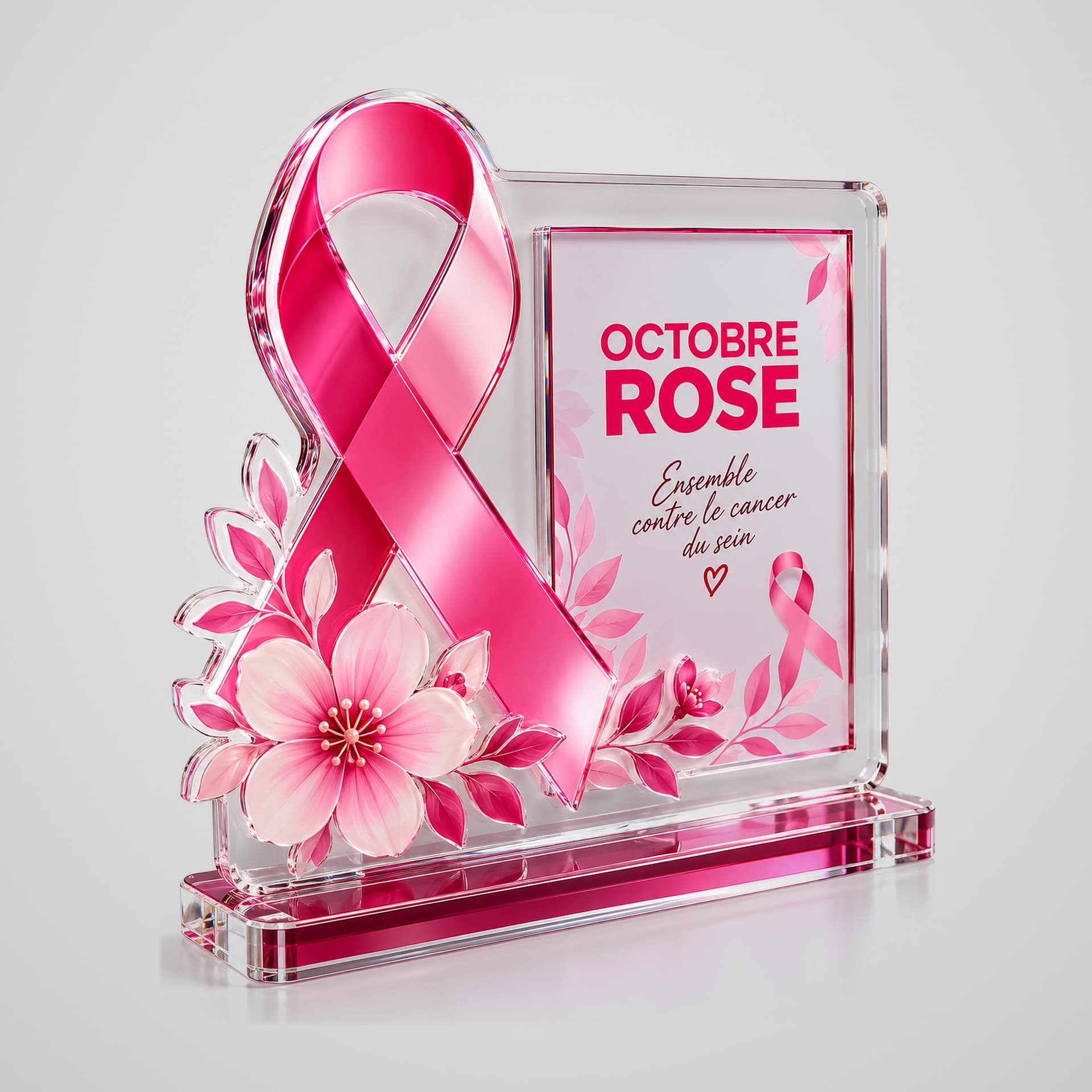 Trophée en plexiglass Octobre Rose