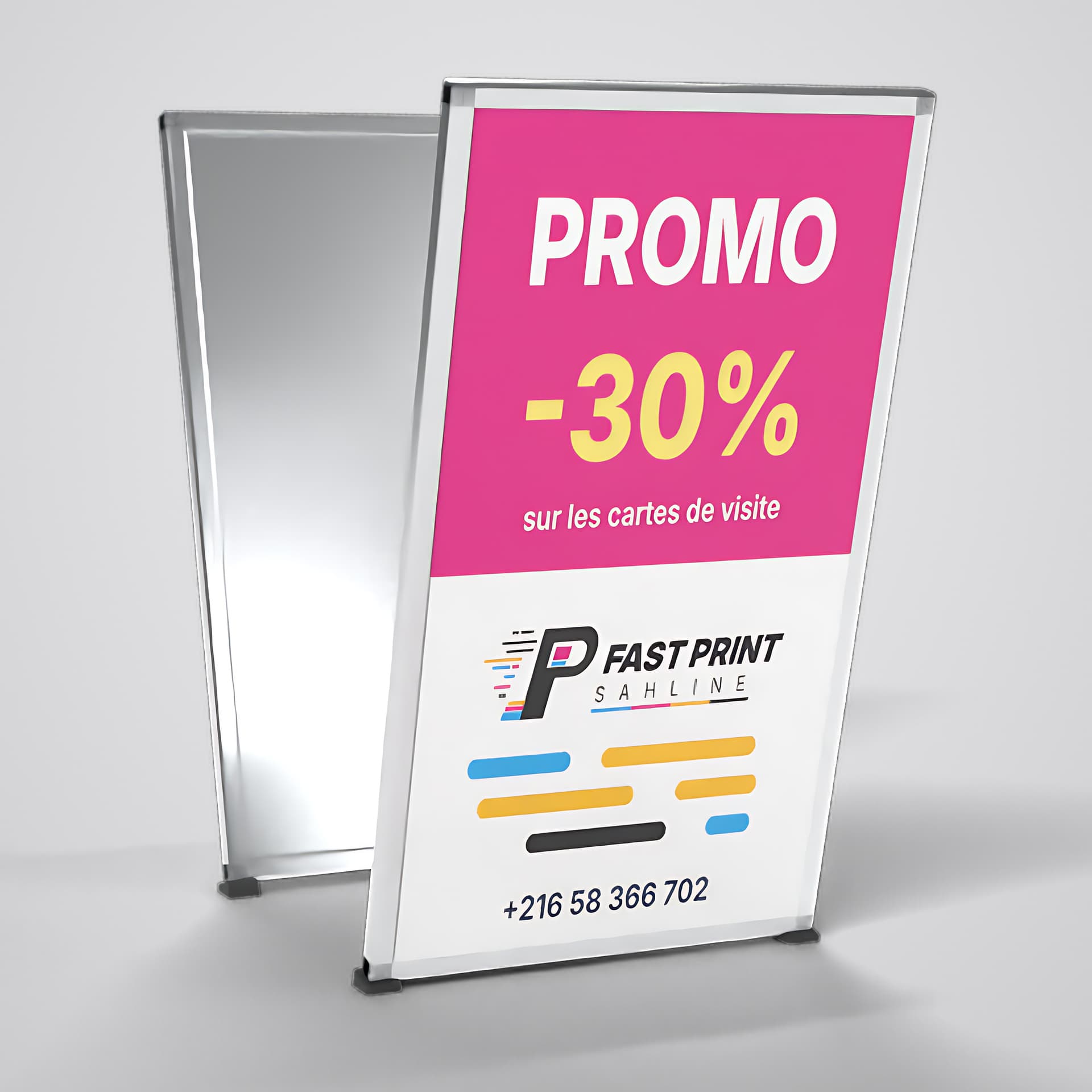 Stop-trottoir avec affiche promotionnelle