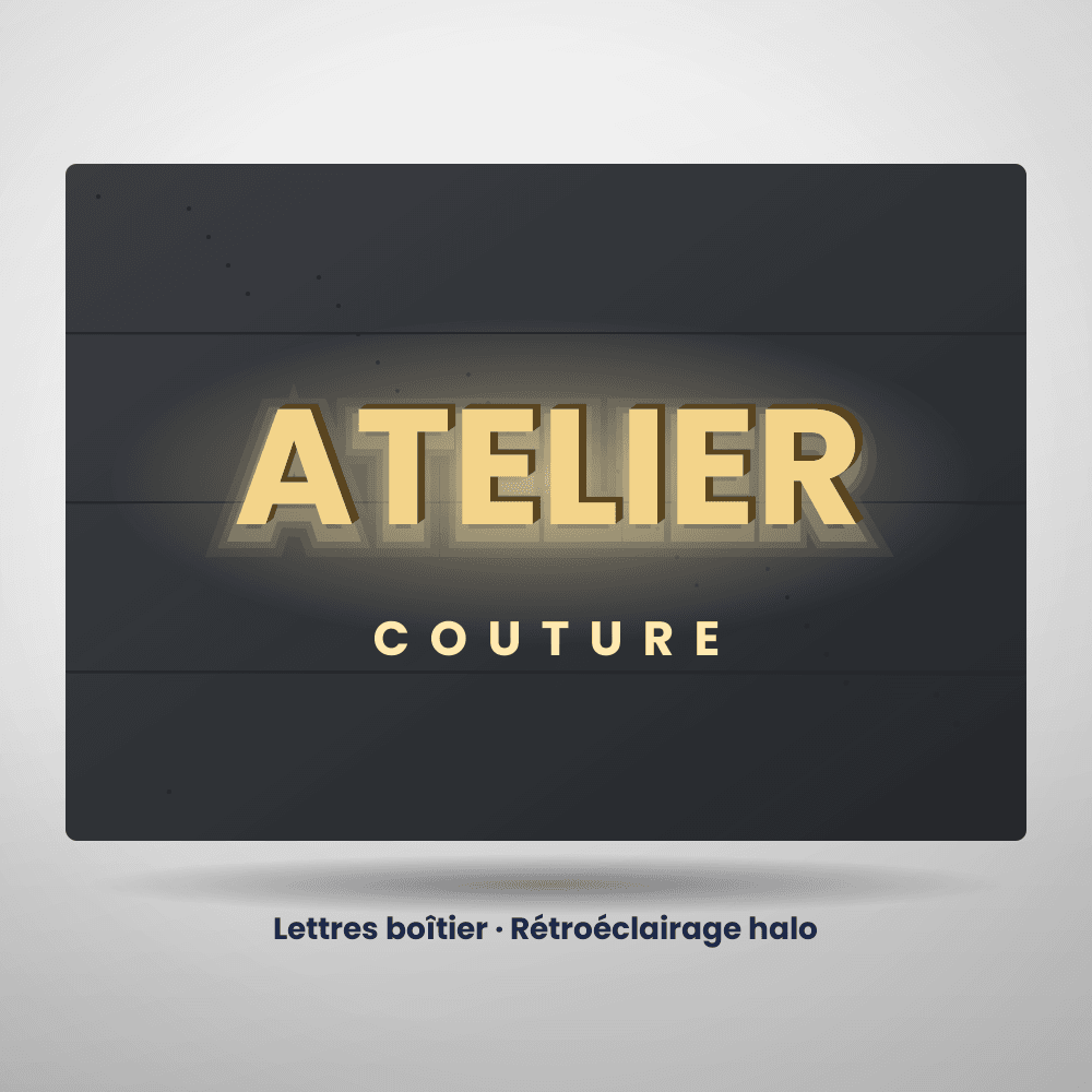 Lettres boîtier avec rétroéclairage halo
