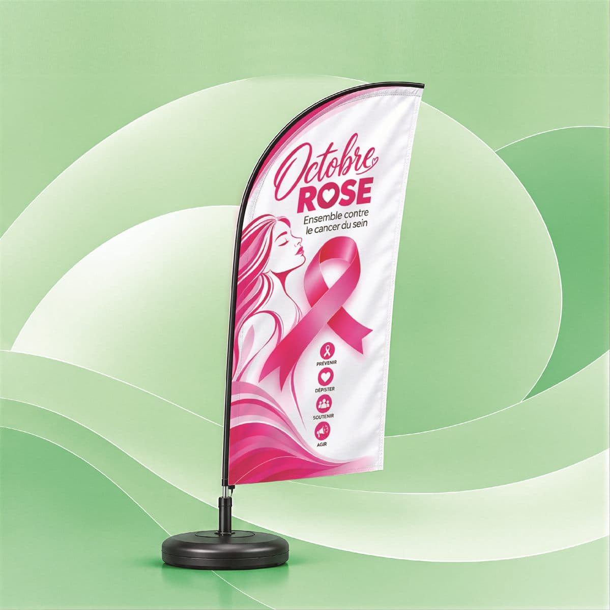 Drapeau publicitaire Octobre Rose